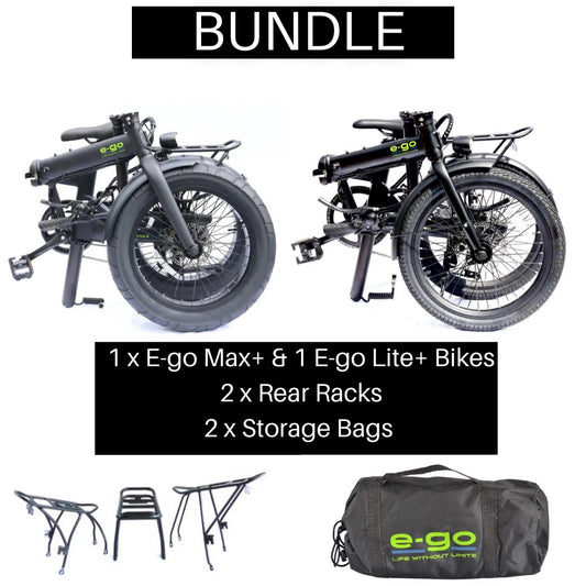 E-Go Max+ and Lite+ Electric Folding Bike Bundle