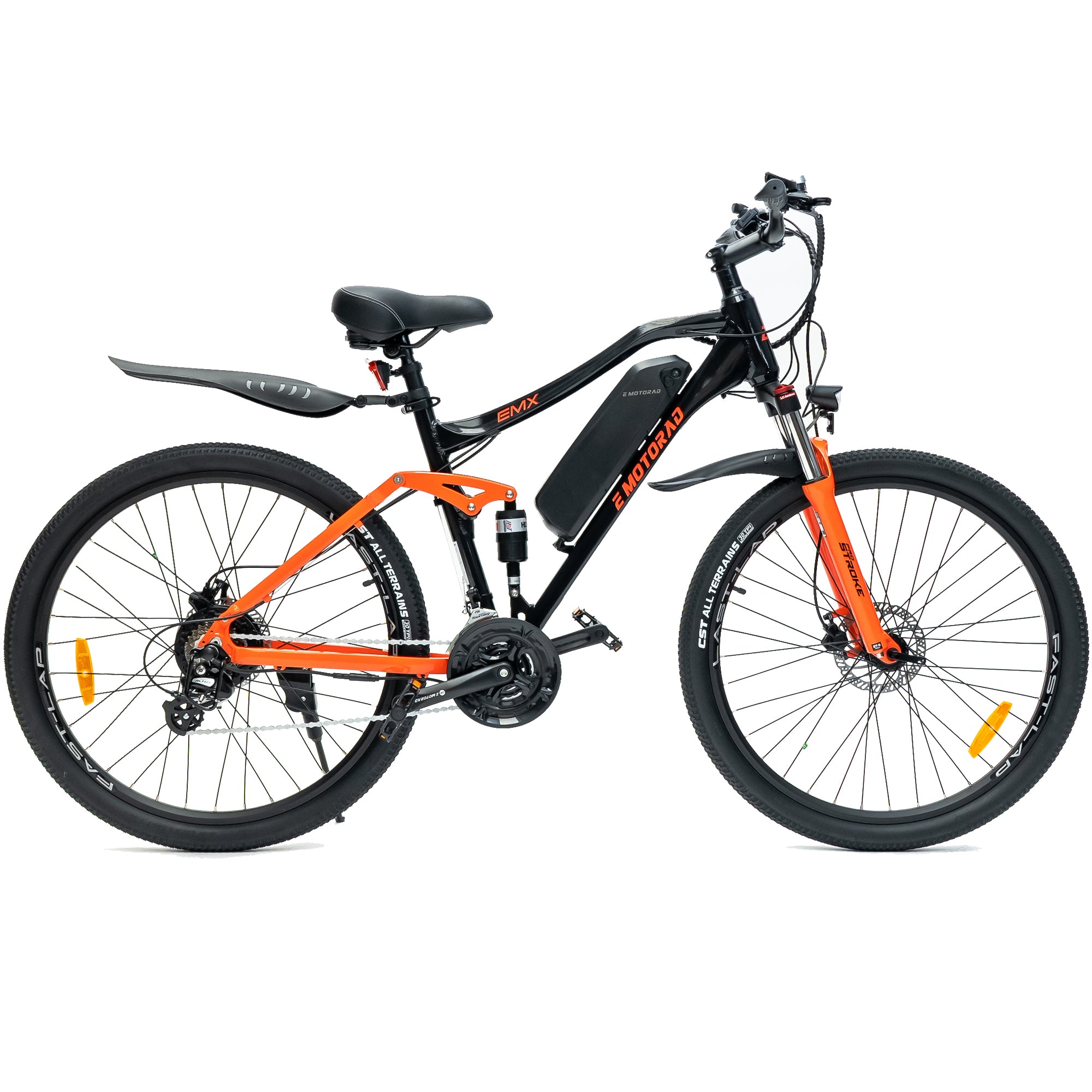 EMotorad EMX | Vélo électrique tout-terrain pour adultes | pneus CST 27,5 x 2,0 | moteur 36 V 250 W | batterie 13 Ah amovible | double suspension | freins à disque EMotorad EMX | Vélo électrique tout-terrain pour adultes | pneus CST 27,5 x 2,0 | moteur 36 V 250 W | batterie 13 Ah amovible | double suspension | freins à disque