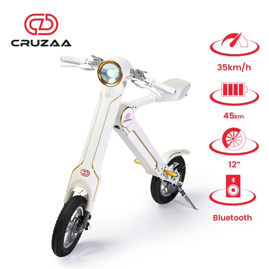 The Cruzaa E-Scooter Racing White with Built-in Speakers & Bluetooth