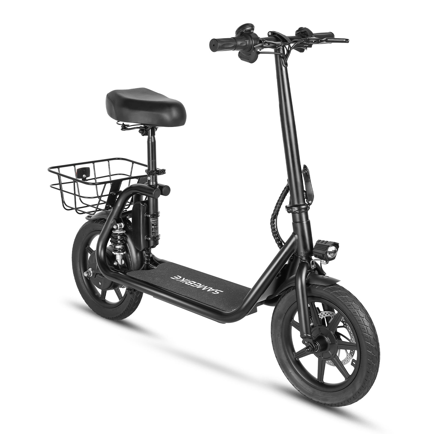 Samebike SM-C02 Electric Scooter with Rear Basket - Pedal Go