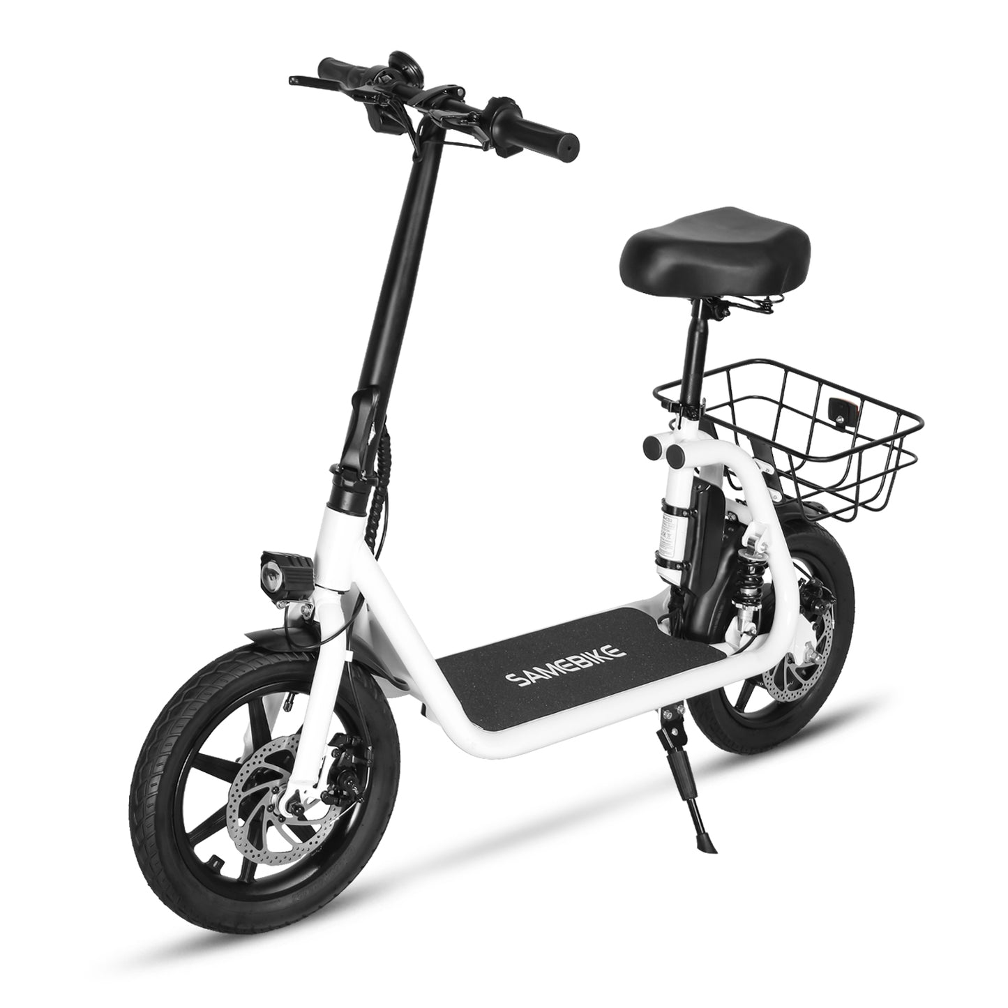 Samebike SM-C02 Electric Scooter with Rear Basket - Pedal Go