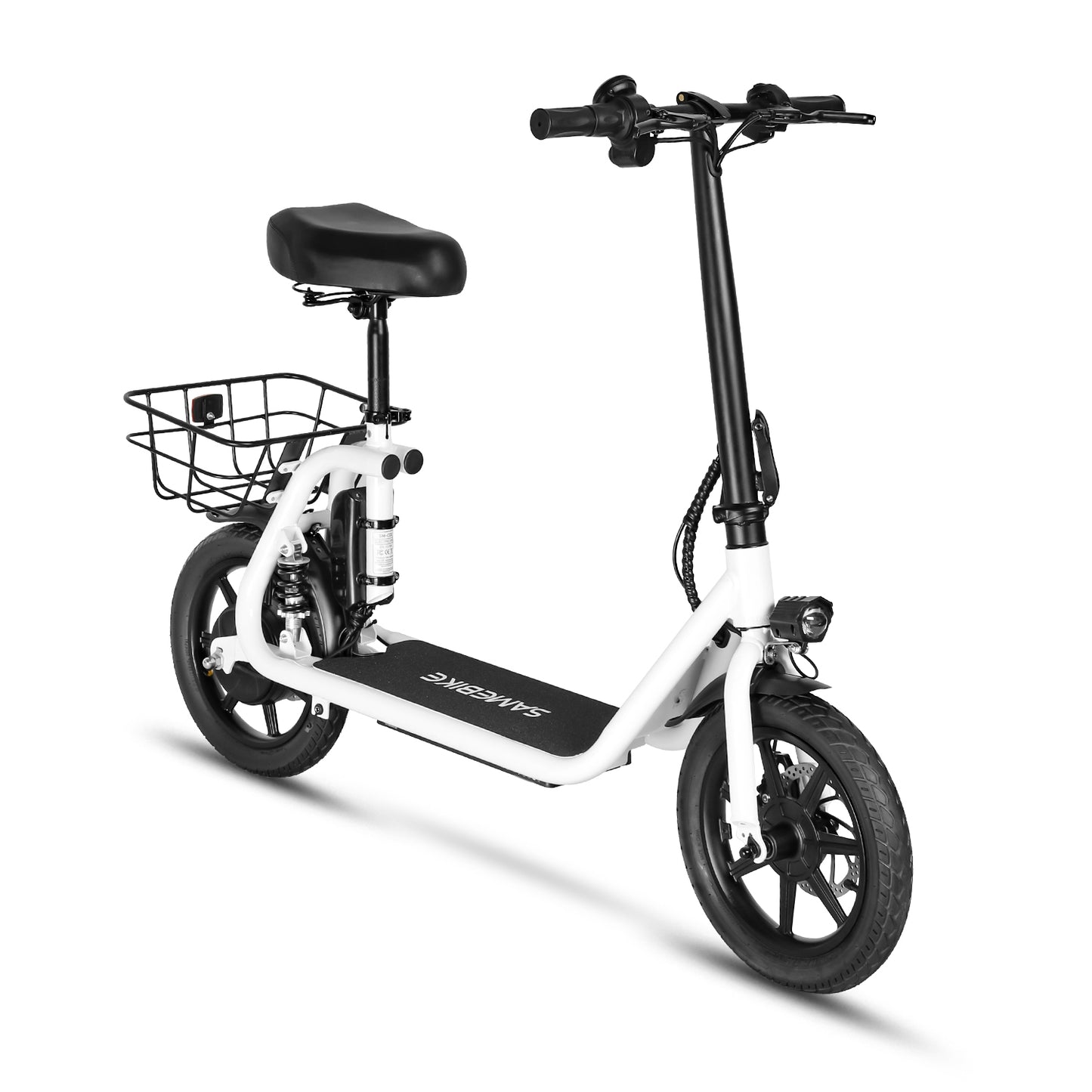 Samebike SM-C02 Electric Scooter with Rear Basket - Pedal Go