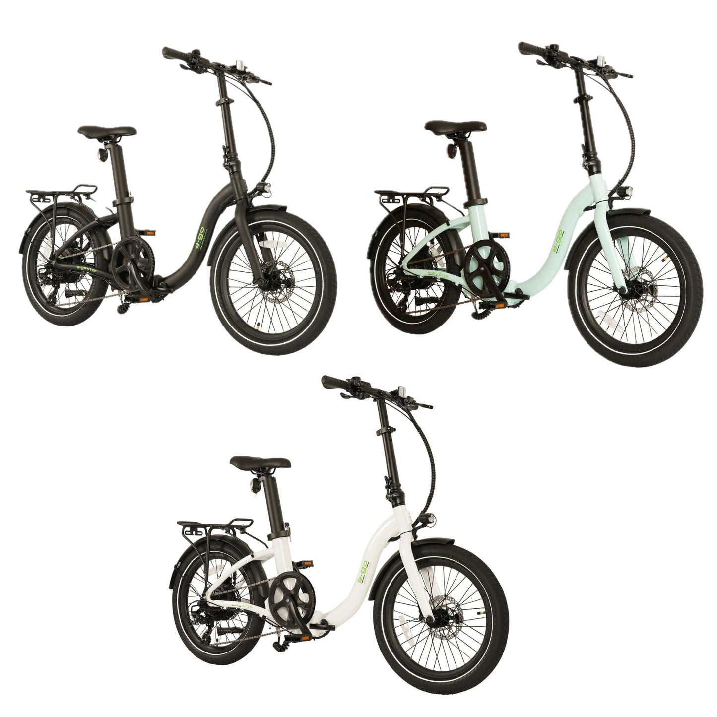 E-Go Step Electric Folding Bike - Twin Pack with Rear Racks and Storage Bags